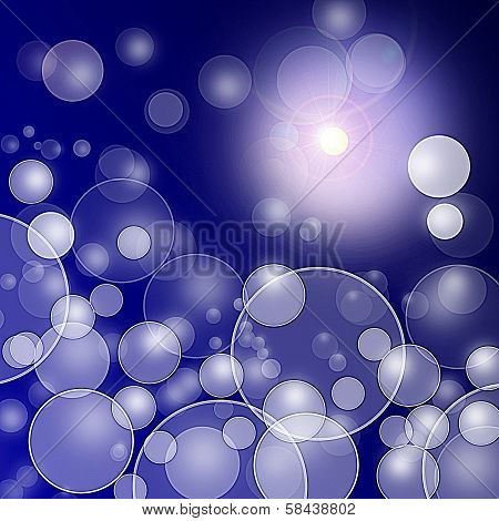 Abstract Blurry Lights On Blue Dark Background