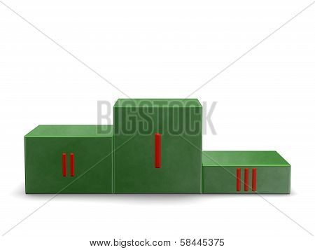 Green Nephrite Sports Victory Podium With Red Roman Numerals. Front View
