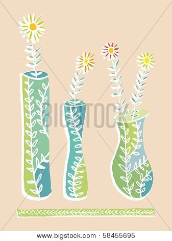 Vases and flowers