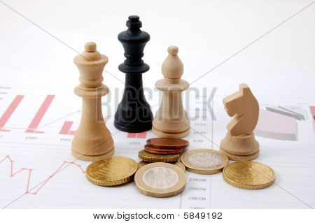 Chess Mann über Business Diagramm