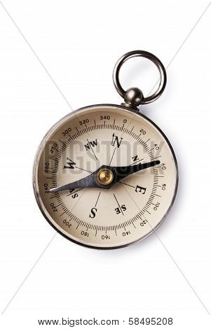 Magnetic Compass On White