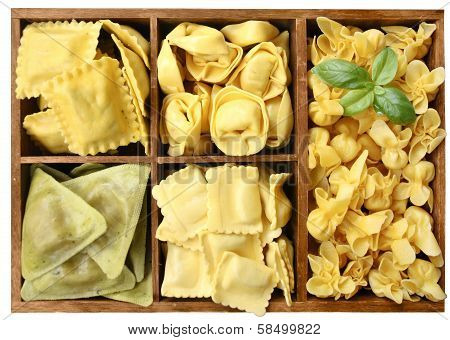 assorted pasta with fillings