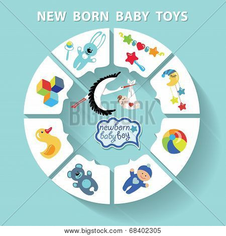 Circle Vector Baby Infographic.new Born Baby Boy Toys