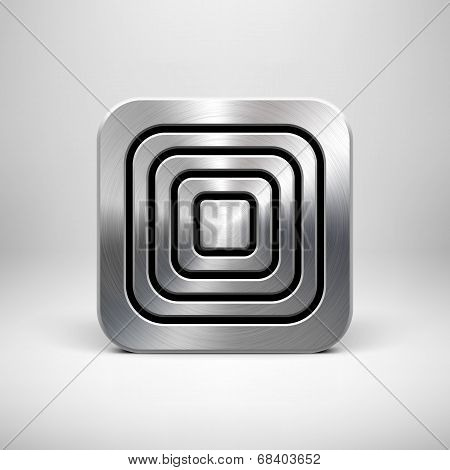 Technology App Icon Template With Metal Texture