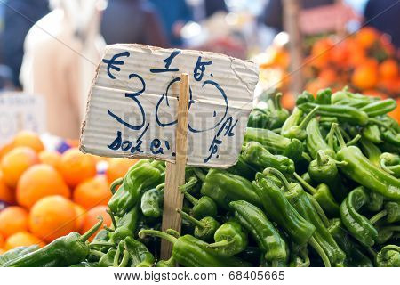Peppers on a market