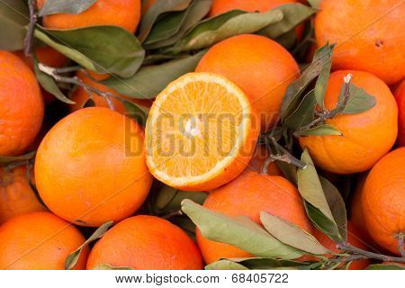 Fresh oranges on a market