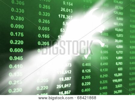 Bull with stock market chart