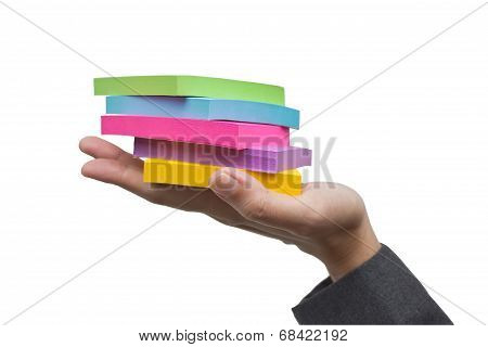 Colorful Sticky Notes In Hand.