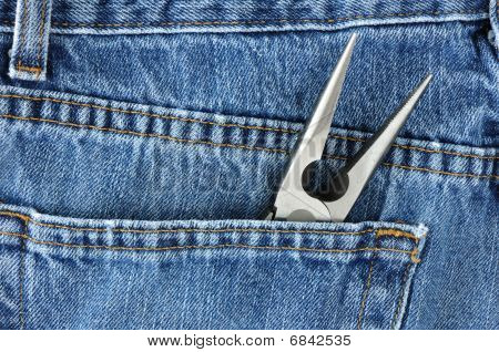 Needle-nosed Pliers In Blue Jeans Pocket