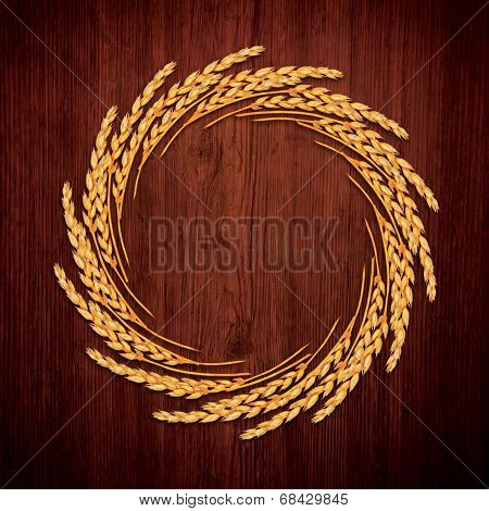 Ears of wheat made as circle frame