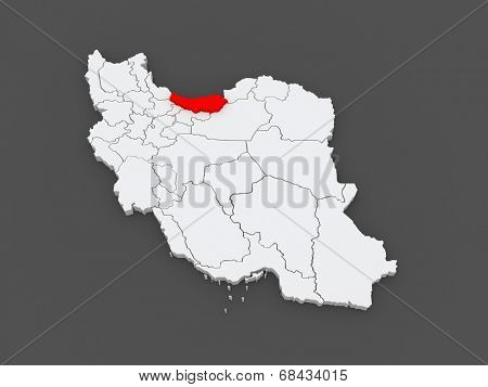 Map of Mazandaran. Iran. 3d
