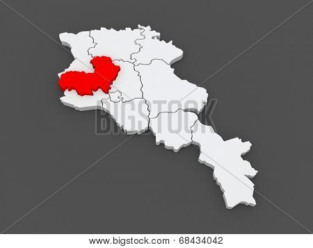 Map of Aragatsotn. Armenia. 3d