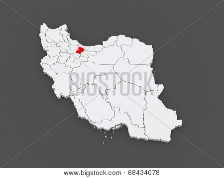 Map of Alborz. Iran. 3d