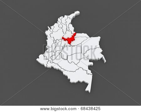 Map of Boyaca. Colombia. 3d