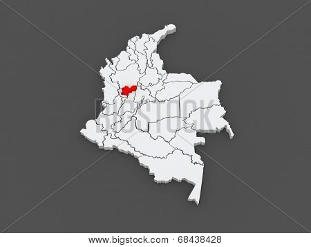 Map of Caldas. Colombia. 3d