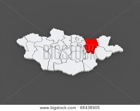 Map of Khentii. Mongolia. 3d