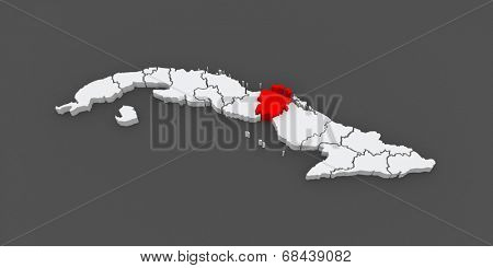 Map of Ciego de Avila. Cuba. 3d