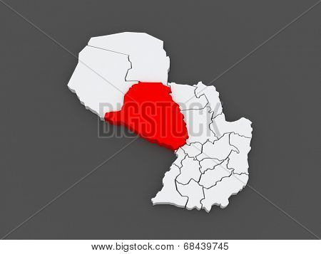 Map of Presidente Hayes. Paraguay. 3d