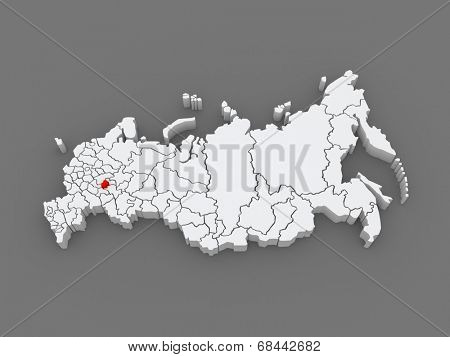 Map of the Russian Federation. Republic of Chuvashia. 3d