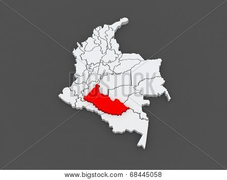 Map of Caqueta. Colombia. 3d