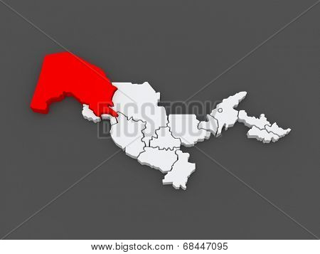 Map of Karakalpakstan. Uzbekistan. 3d