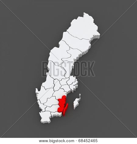 Map of Kalmar. Sweden. 3d