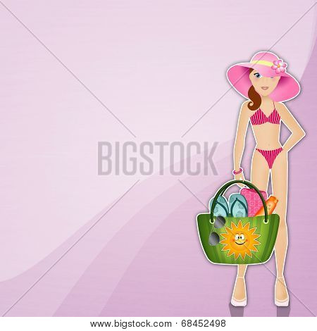 Woman With Beach Bag