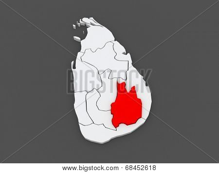 Map of Uva. Sri Lanka. 3d