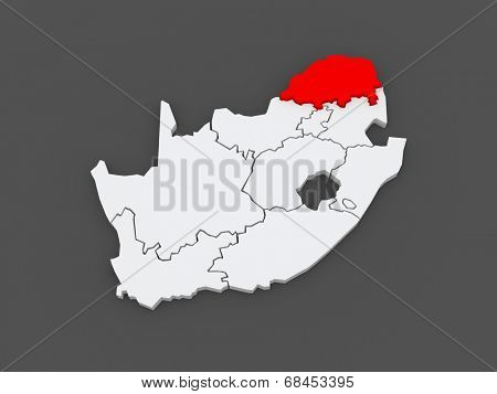 Map of Limpopo (Polokwane). South Africa. 3d