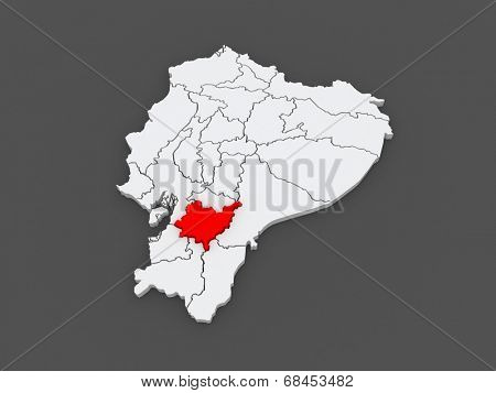 Map of Azuay. Ecuador. 3d