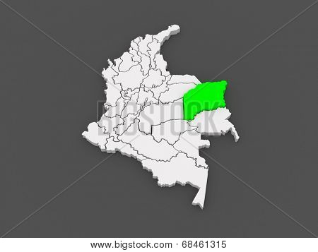 Map of Vichada. Colombia. 3d