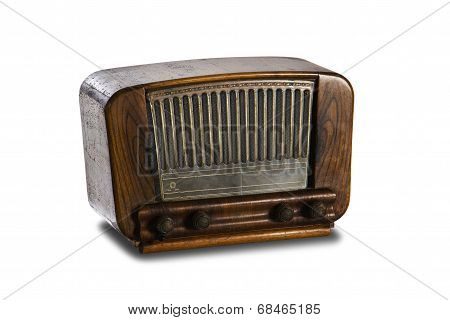 Old radio on white background