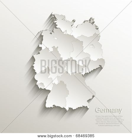 Germany political map card paper 3D natural vector individual states separate