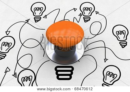 The word start and orange push button against idea and innovation graphic