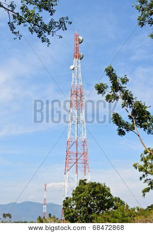 Tower Relay Signal And Tree.
