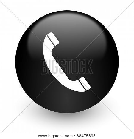 phone black glossy internet icon