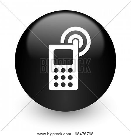 phone black glossy internet icon