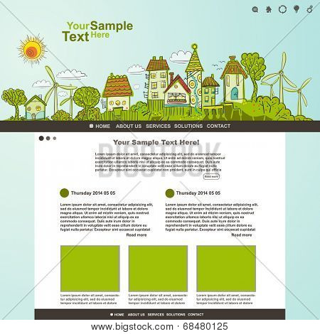 Eco website template illustration, vector