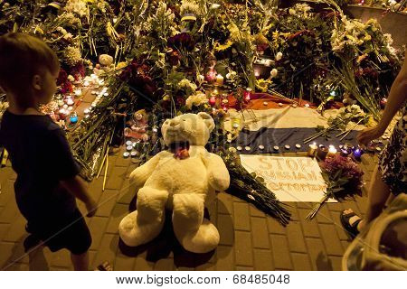 People Place Flowers At Dutch Embassy In Kyiv