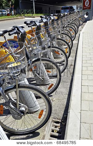 City Bike Docking Station In Brussels