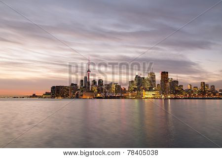 Toronto Skyline From The East At Twilight