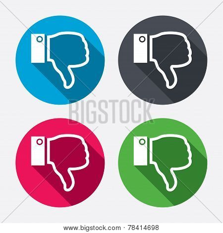 Dislike sign icon. Hand finger down symbol.