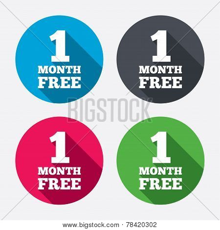 First month free sign icon. Special offer symbol