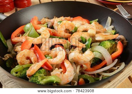 Shrimp Stir Fry In A Wok