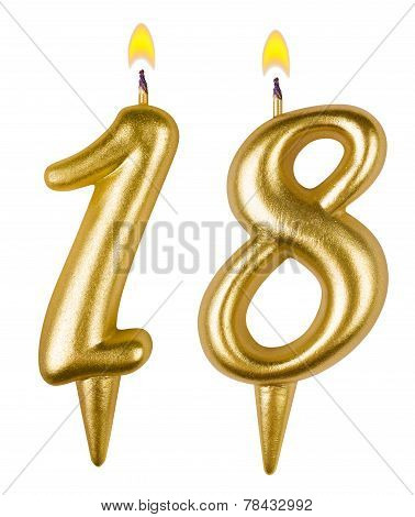 Birthday Candles Number Eighteen Isolated