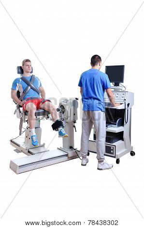 Sports Scientist Doing Performance Assessment. Modern Technology.