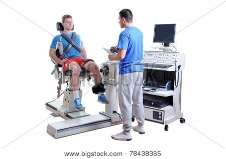 Sports Scientist Doing Performance Assessment. Modern Technology.