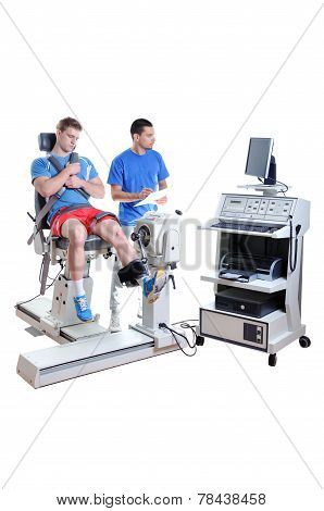 Sports Scientist Doing Performance Assessment. Modern Technology.