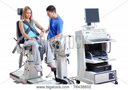 Sports Scientist Doing Performance Assessment. Modern Technology.