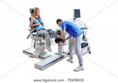 Sports Scientist Doing Performance Assessment. Modern Technology.